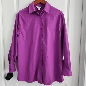 Athleta Oversized Poplin Top Button Up Shirt Size M Jazzy Purple Long Sleeve